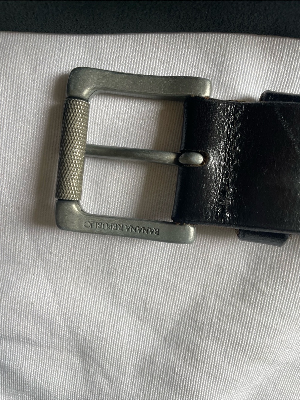 Banana Republic Black Leather Belt with Brushed Metal Buckle - Picture 2 of 5